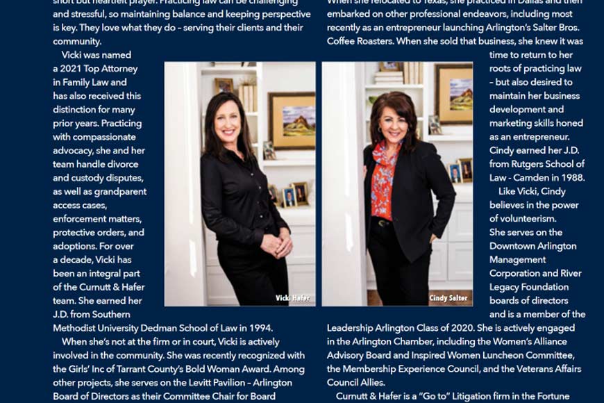 Vicki Hafer and Cindy Salter in "Women in Business" Issue of Arlington Today